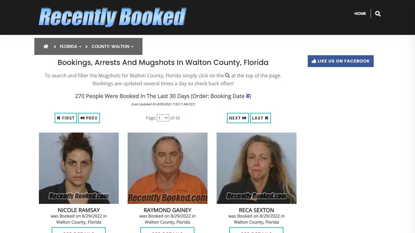 Recent bookings, Arrests, Mugshots in Walton County, Florida