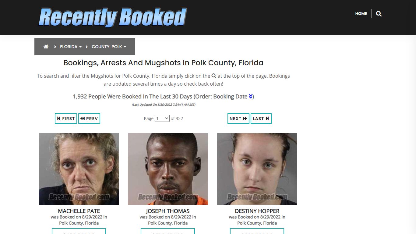 Recent bookings, Arrests, Mugshots in Polk County, Florida
